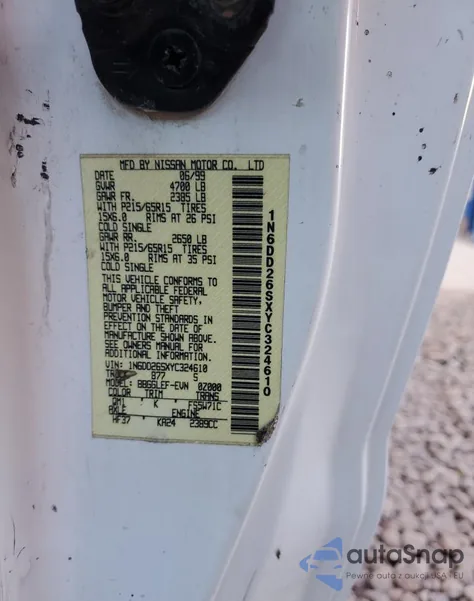 2000 Nissan Frontier King Cab Xe from USA, damaged, VIN 1N6DD26SXYC324610